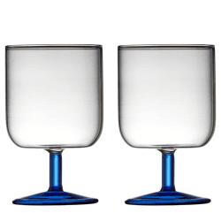 Image showing the Torino Set of 2 Wine Glasses, 300ml, Clear and Blue product.