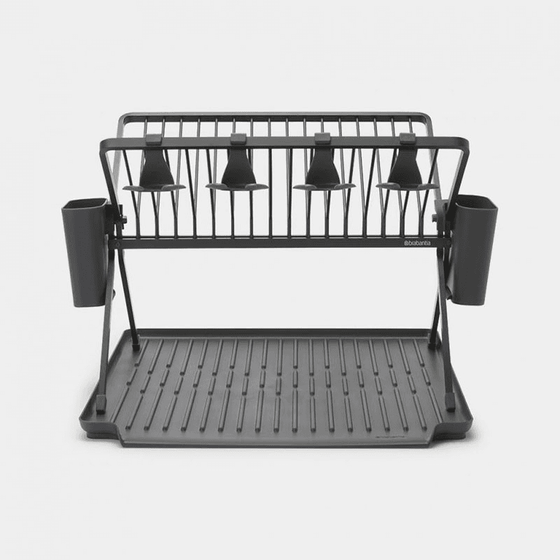 SinkSide Foldable Dish Drying Rack, Large, Dark Grey