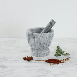 Image showing the Marble Pestle & Mortar, Large, White/Grey, White/Grey product.