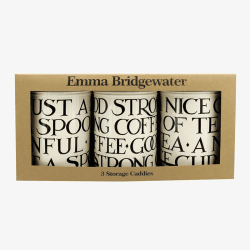 Image showing the Black Toast Set 3 Round Caddies, 11cm x 15cm, Cream / Black product.