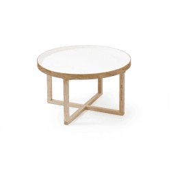 Image showing the Coffee table, H38 x W66 x D66cm, White/Oak product.
