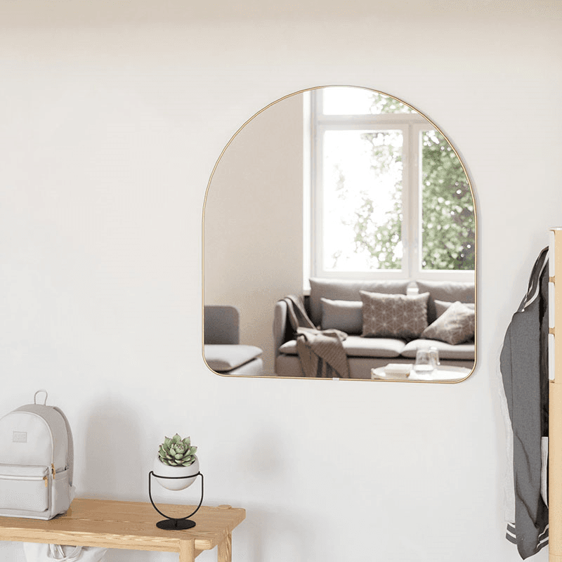 Hubba Arched Mirror, 87 x 92cm, Brass