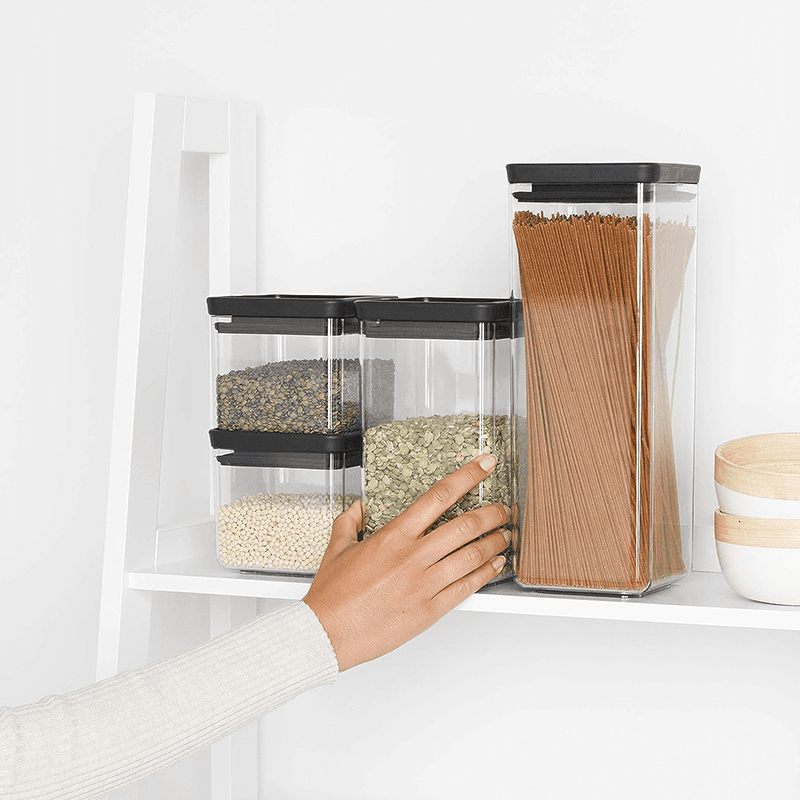 Tasty+ Square Canisters Set of 4, Dark Grey