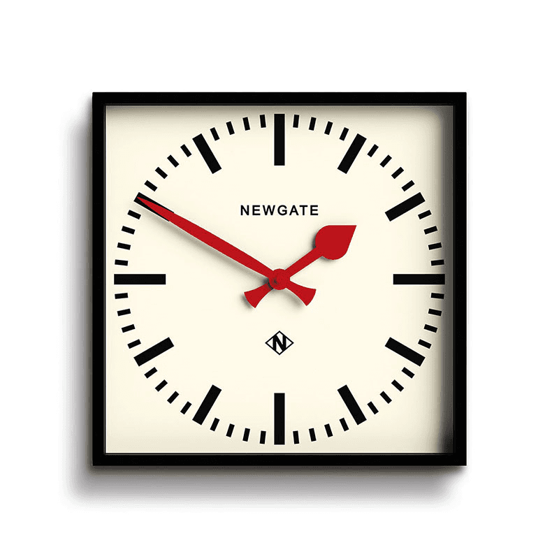 Number Five Wall Clock with Red Hands, 33.5cm, Black