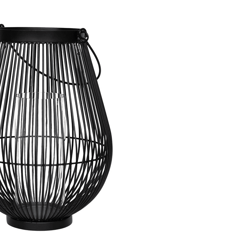 Venere Lantern with Glass Insert, H46cm, Black