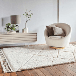 Image showing the Fes Moroccan Boho Diamonds Rug, 120 x 170cm, Cream product.