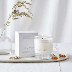 Image showing the Nourish Candle, 140g H8.5 x W7 x L7cm, White product.