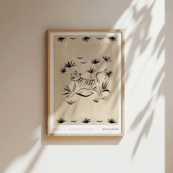 Image showing the Tiger 02 Recycled Paper Print, A3, Grey product.