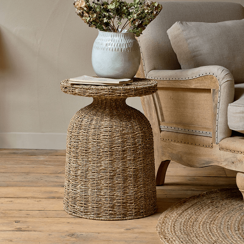 Nish Side Table, Rattan