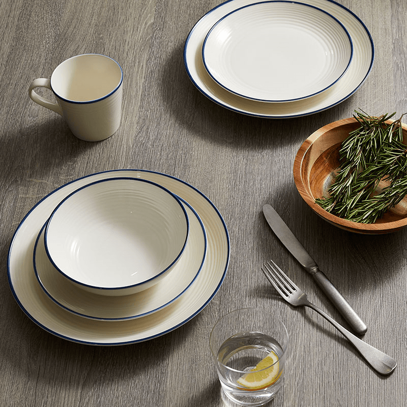 Gordon Ramsay Maze Denim Line 16 Piece Dinnerware Set, White
