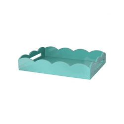 Image showing the Lacquered Scallop Tray 43 x 33cm, Turquoise product.