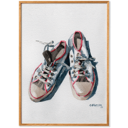 Image showing the The Sneakers Framed Print, 30 x 40cm, White product.