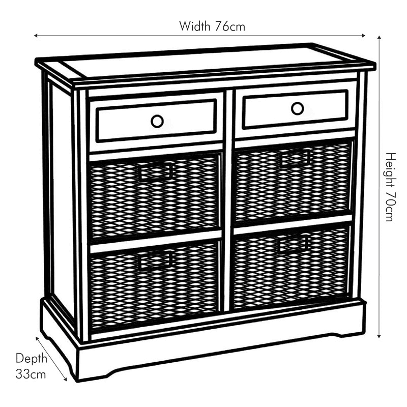 Devonshire 2 Drawer Basket Unit, Grey