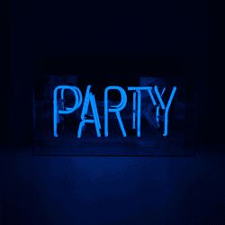 Image showing the Neon Box Party Glass Sign, H38 x W19cm, Blue product.