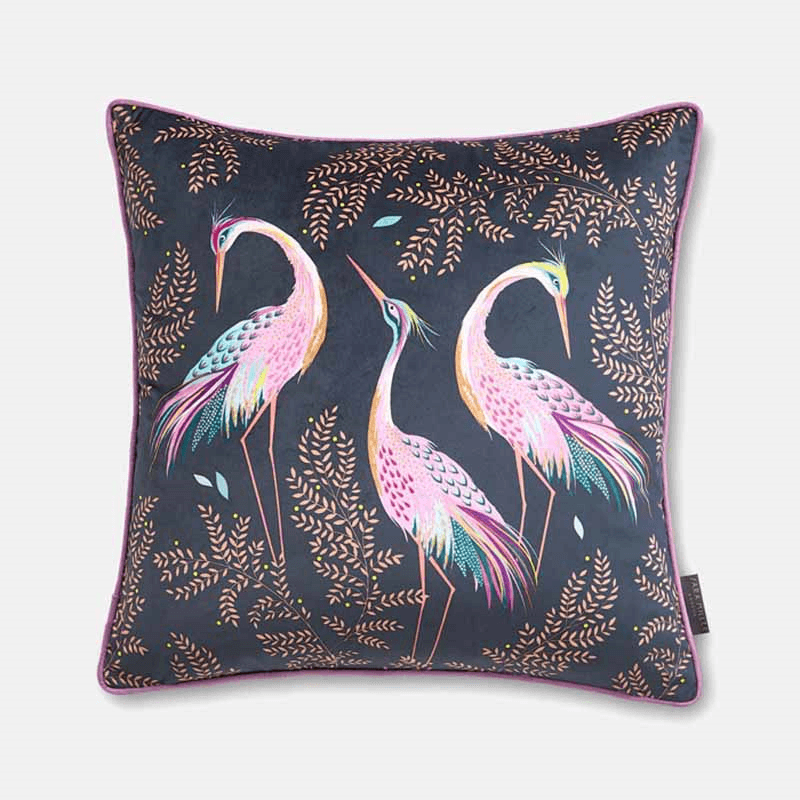 Dancing Cranes Cushion, 50 x 50cm, Midnight