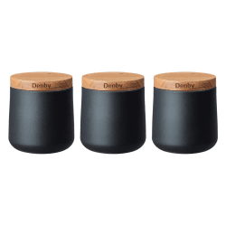 Image showing the Set of 3 Storage Canisters, D11 x H10cm, Black product.