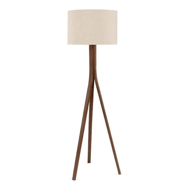Baxter Wooden Floor Lamp with Shade, H152cm, Dark Wood