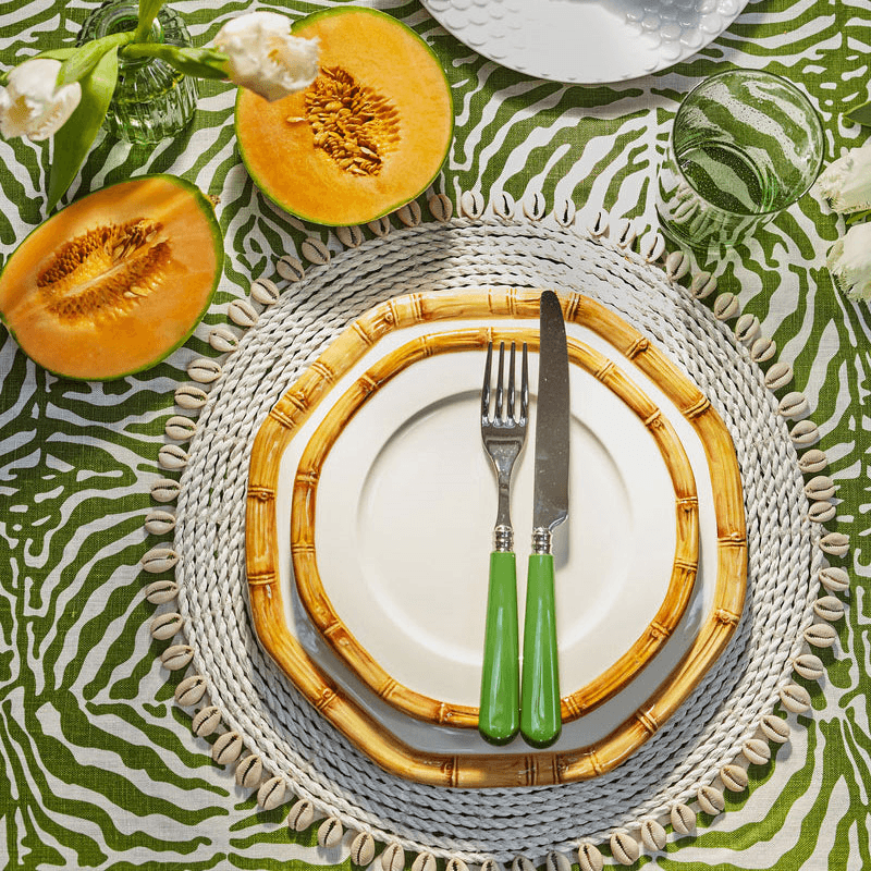 Zebra Tablecloth, 145 x 300cm, Green