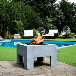 Image showing the Outdoor square firebowl & square console, W40cm, Grey product.