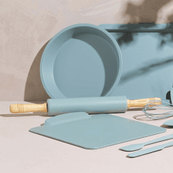 Image showing the Silicone Rolling Pin With Wooden Handles, Teal product.