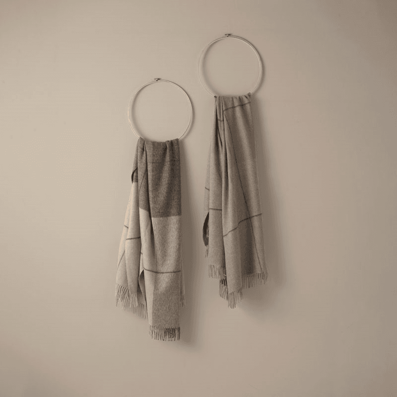 Blocks Throw, H190cm x W130cm, Camel/Grey