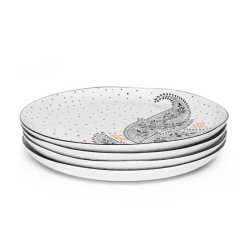 Image showing the Artisanne Noir Set of 4 Dinner Plates, D27cm, Monochrome product.
