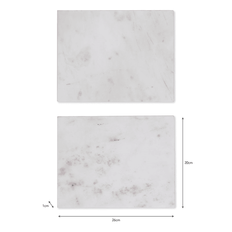 Marble Set of 2 Placemats, 20 x 26cm, White