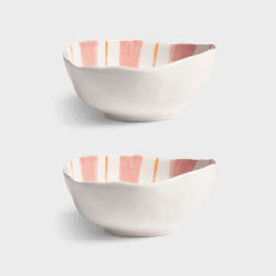 Image showing the Ray set of 2 bowls, 13 x 16.5, pink product.