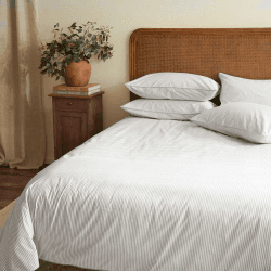 Image showing the The Stripe 200 Thread Count Pair of Pillowcases, Standard, Grey product.