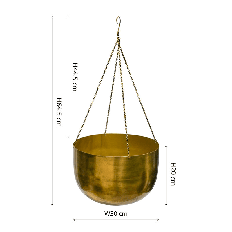 Mayfair Indoor Hanging Planter, H21 x D30cm, Antique Brass