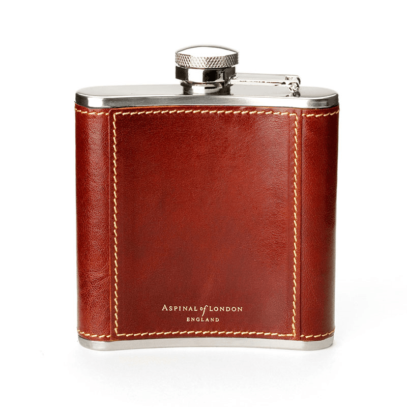 Classic Hip Flask, H11.5 x W9.5cm, Cognac