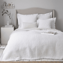 Image showing the Brittany Large square cushion cover, H65 x W65cm, White/Grey product.