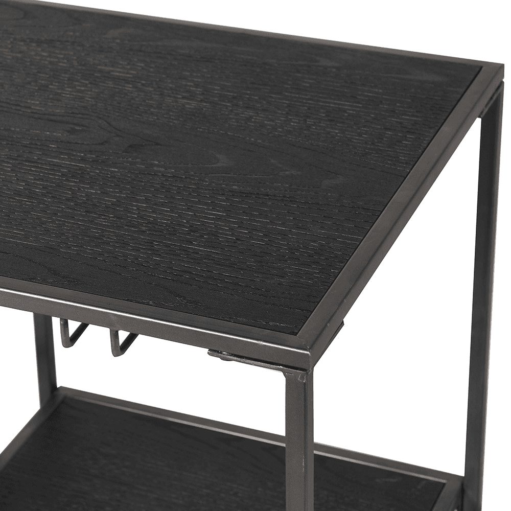 Metal Wine Rack and Trolley, 85 x 80 x 45cm, Black