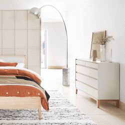 Image showing the Lars Five Drawer Dresser, H94 x W100cm, Cashmere and Oak product.