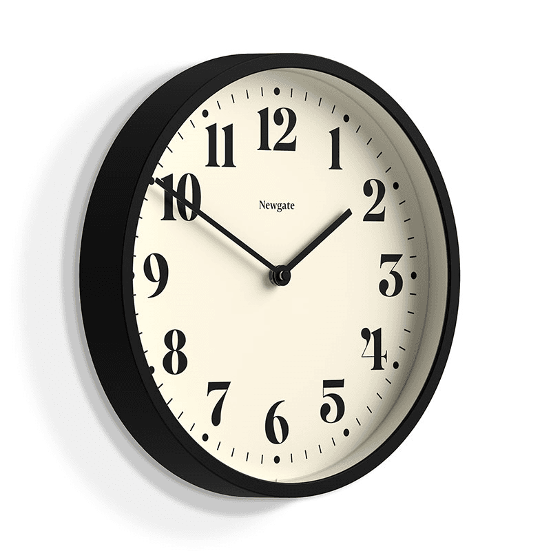 Number Four Wall Clock, D30cm, Black