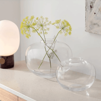 Image showing the Flower Curved Bouquet Vase, H15cm, Clear product.
