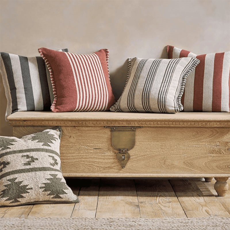 Kobbari Jute & Cotton Cushion Cover, 50 x 50cm, Rust