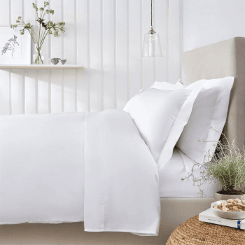 Image showing the Essentials - 200 Thread Count Egyptian Cotton King fitted sheet, W150 x L200 x D30cm, White product.