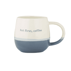 Image showing the But First Coffe Mug, 12oz , Blue/White product.