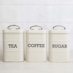 Image showing the Living Nostalgia 3 Piece Storage Tin Set, Antique Cream product.