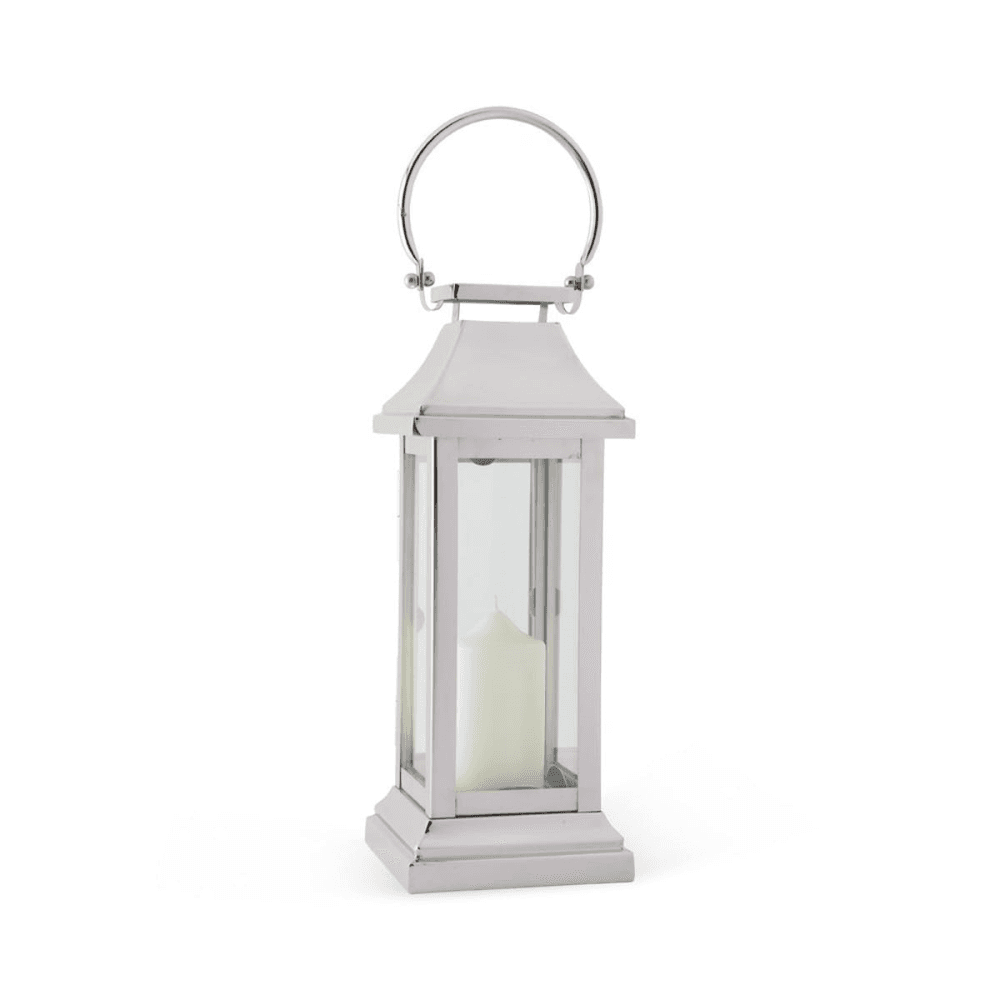Station Lantern, H40.5 x W15 x D15cm, Clear/Silver