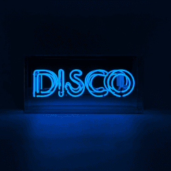 Image showing the Neon Box Disco Glass Sign, H38 x W19cm, Blue product.
