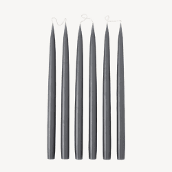 Image showing the Set of 6 Tapered Dinner Candles, H35cm, Slate Grey product.