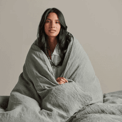 Image showing the Linen Super King Duvet Cover, Moss product.