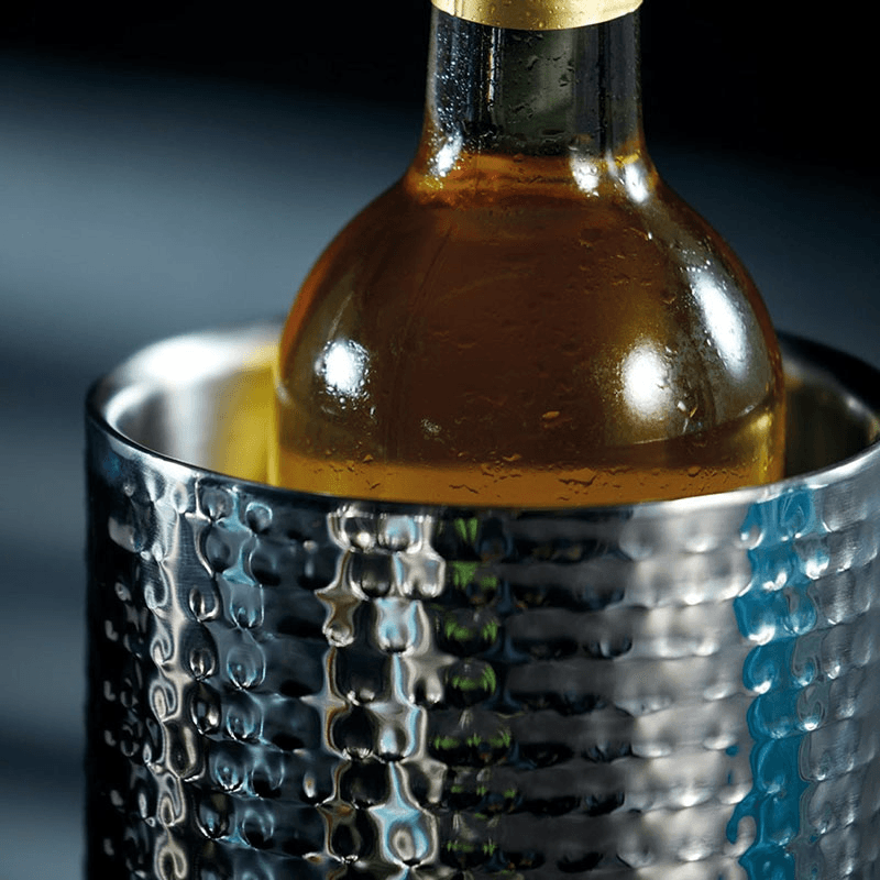 Double-walled wine bottle cooler, D12 x H20cm, hammered metal