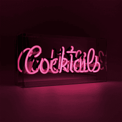 Image showing the Neon Box Cocktails Glass Sign, H38 x W19cm, Pink product.