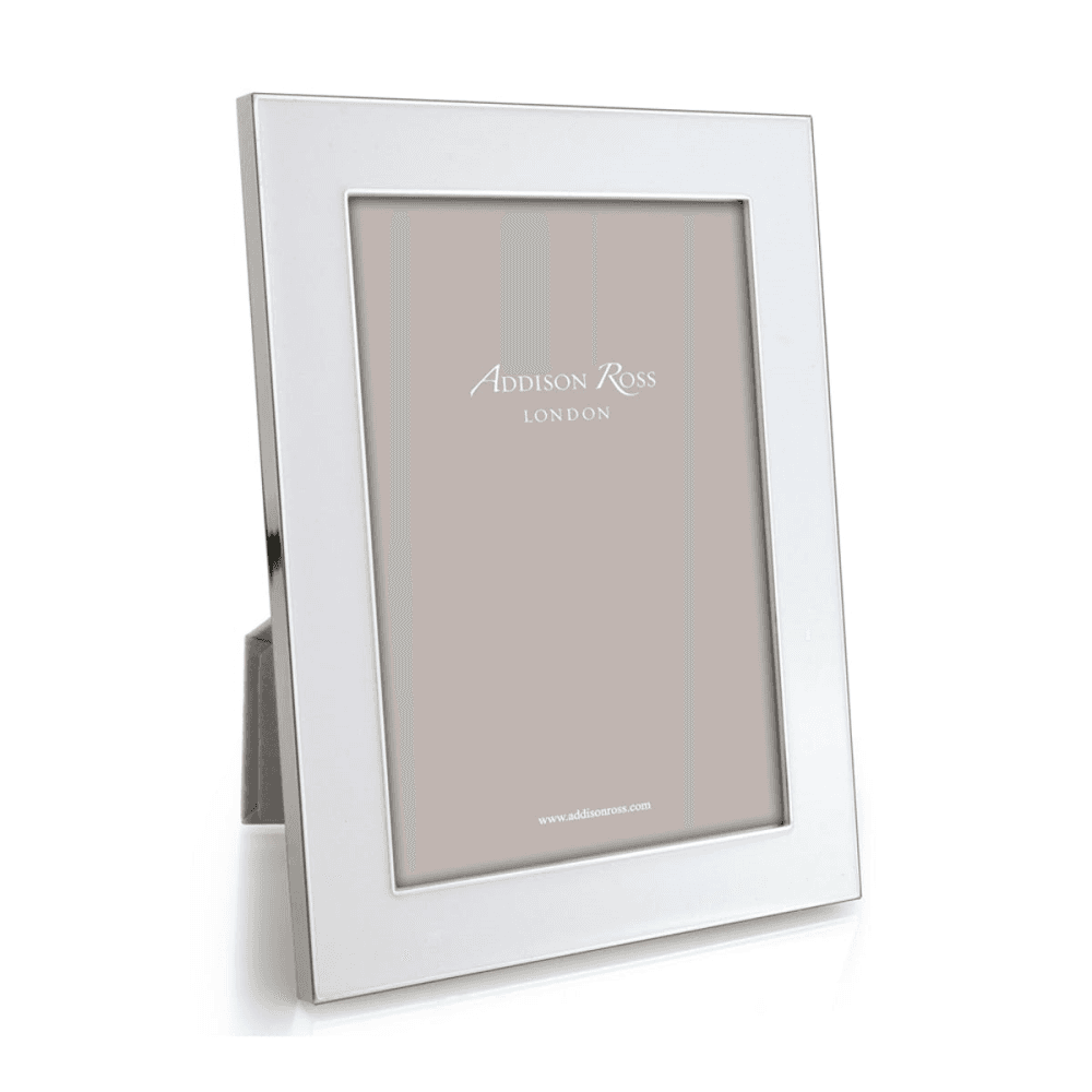 Enamel Range Photograph frame, 5 x 7" with 24mm border, White With Silver Plate