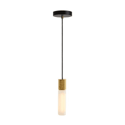 Image showing the Basalt Single pendant & bulb, L300 x D5 cm, Brass product.