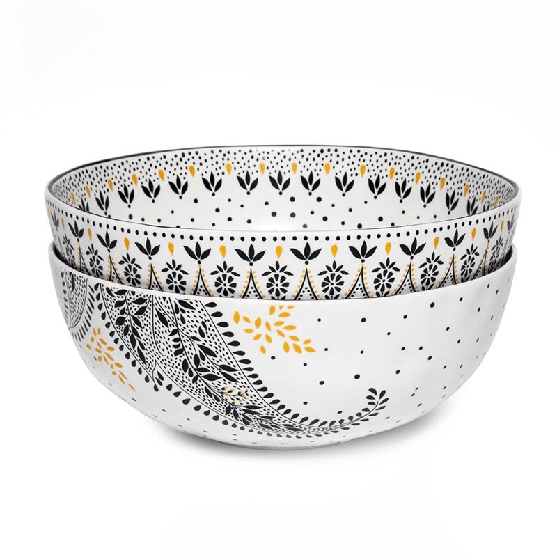 Artisanne Noir Set of 2 Bowls, D22cm, Monochrome