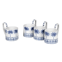 Image showing the Palm Tree Set of 4 Mugs, Blue product.